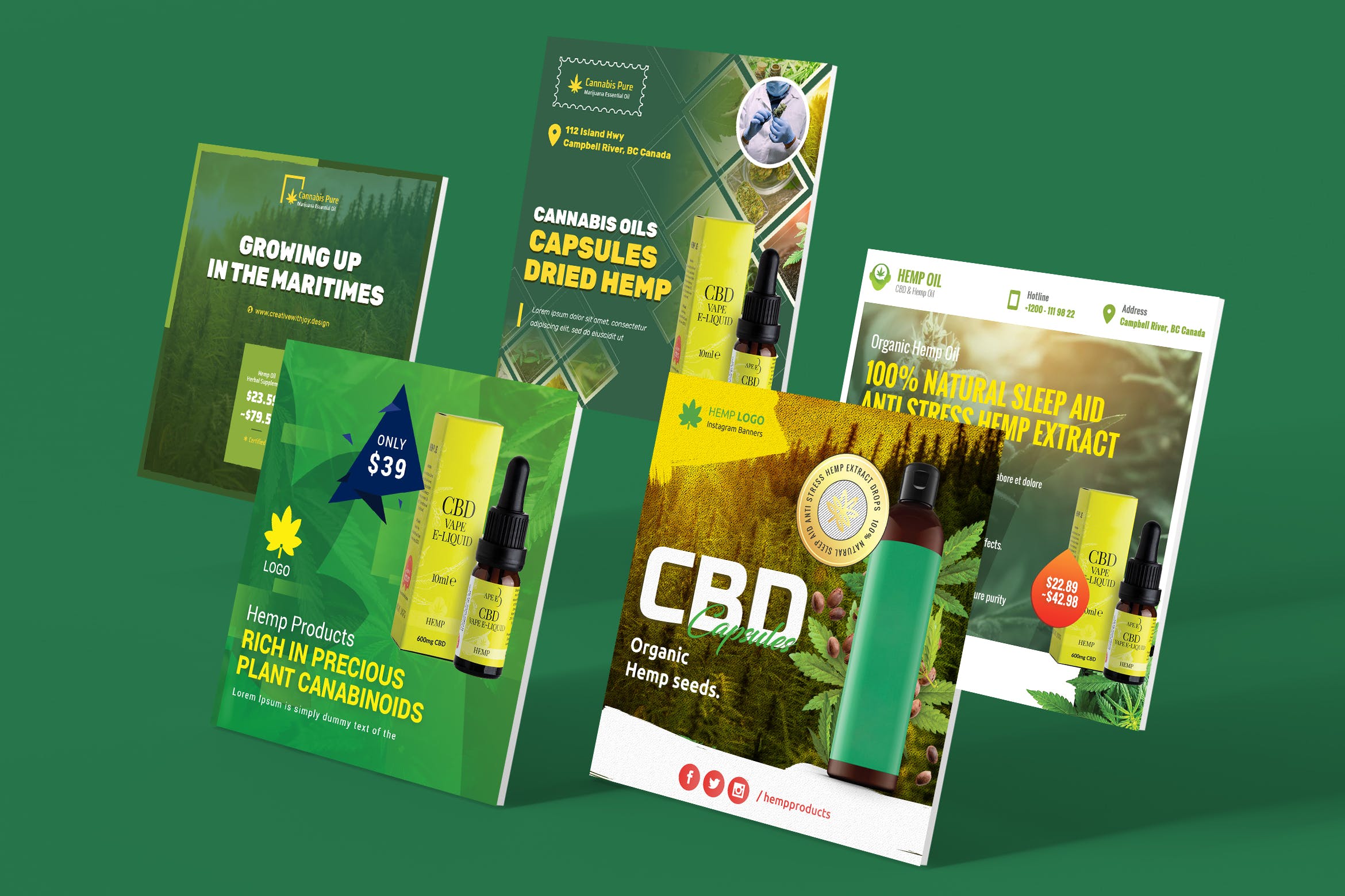 电子烟烟油产品社交媒体新媒体营销推广设计素材 Cannabis Hemp Oil Products Instagram Post插图