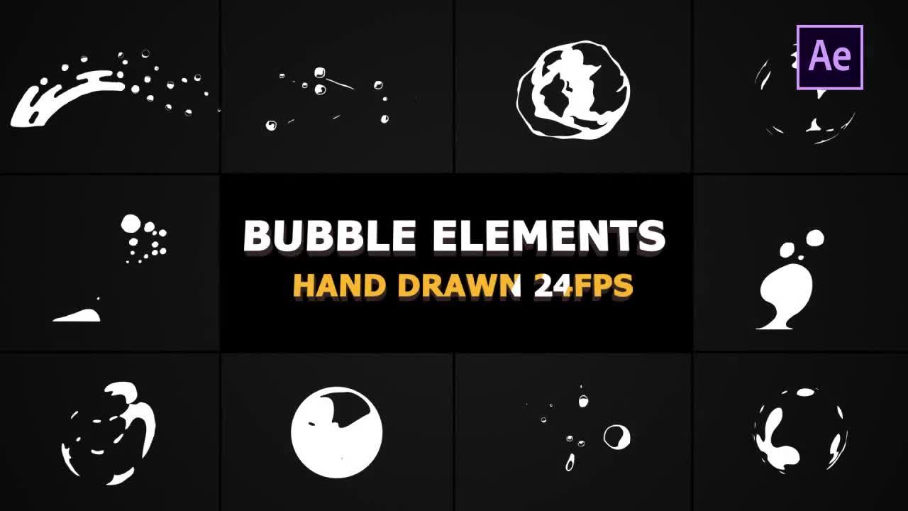 手绘卡通气泡飞溅效果素材库精选AE模板