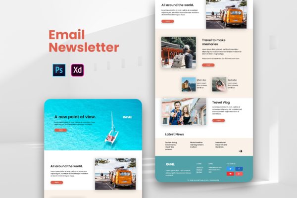 旅游度假中心推广EDM邮件模板素材库精选 Vacation Email Newsletter