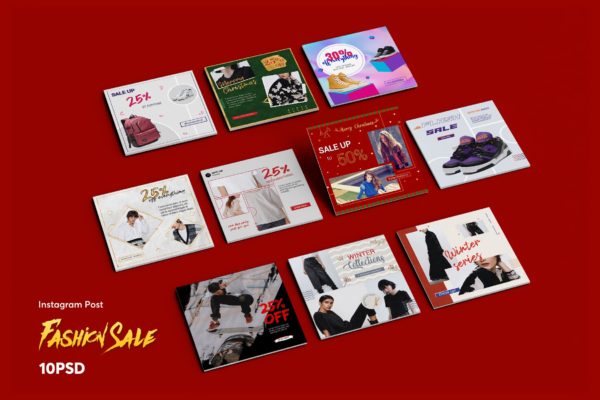 创意时尚品牌促销Instagram贴图设计PSD模板素材库精选 Creative Fashion Sale Instagram Post PSD Template