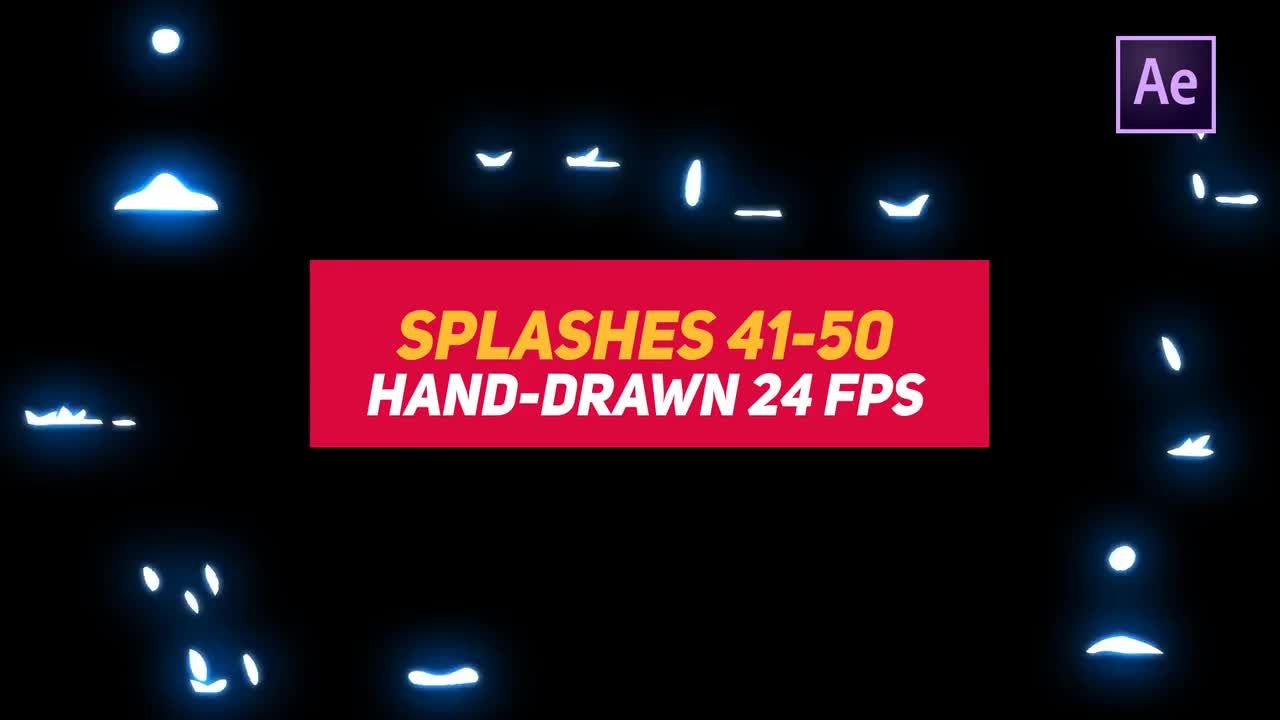 酷炫的动画手绘液体飞溅元素素材库精选AE模板