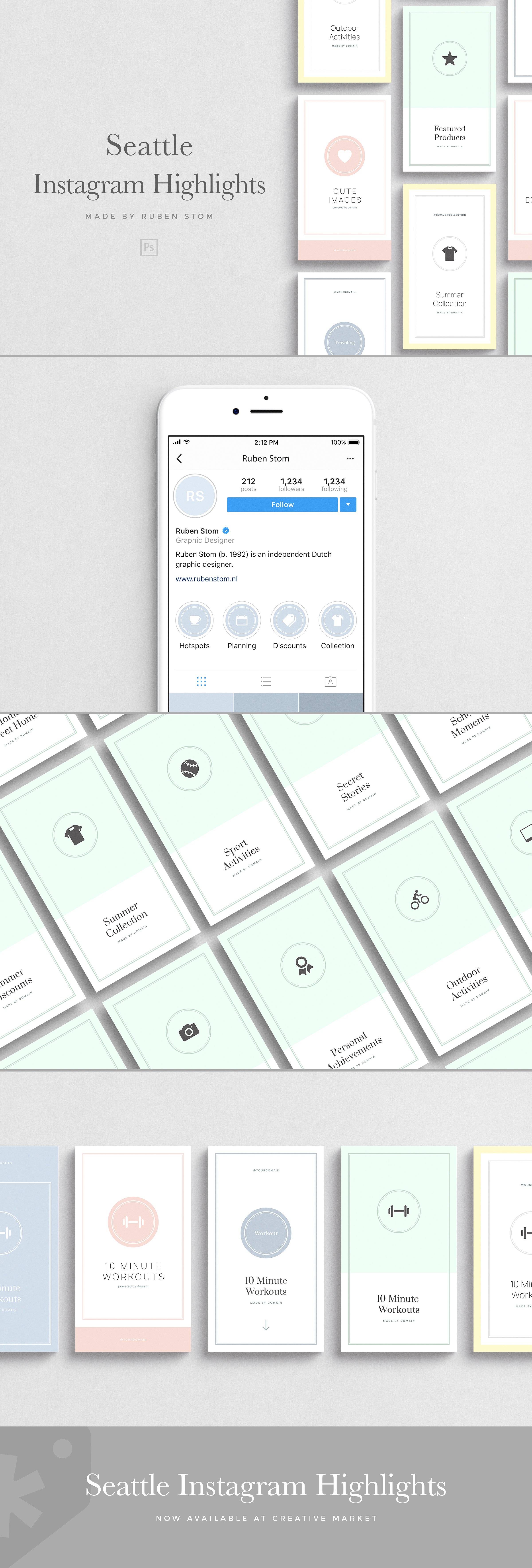 Instagram等新媒体社交媒体文章贴图设计模板素材库精选 Seattle Instagram Highlights插图