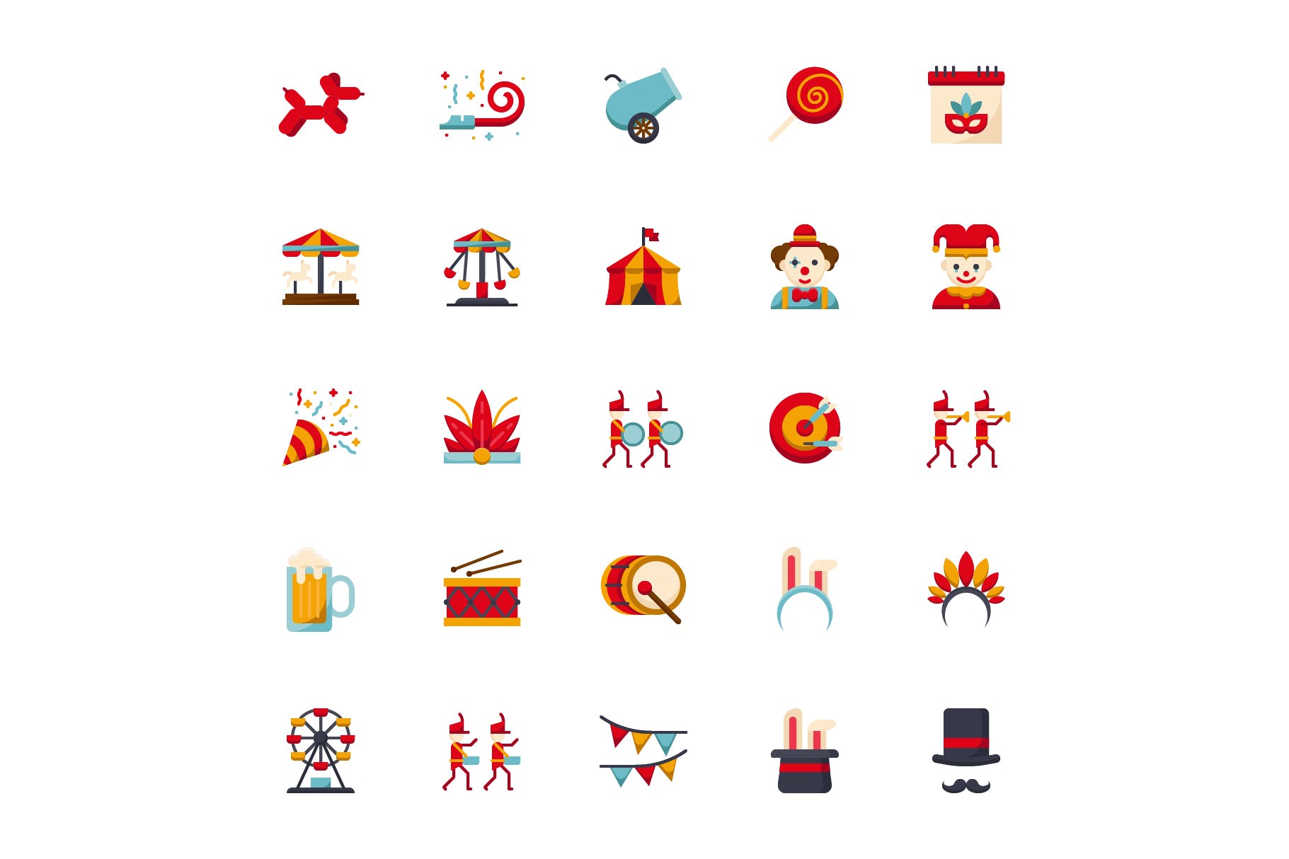 25枚狂欢节扁平设计风格矢量素材库精选图标 Carnival Flat插图(3)
