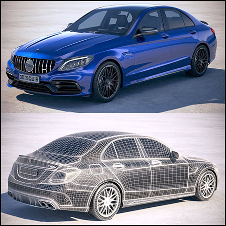 奔驰梅赛德斯 C63 S AMG 轿车 2019 3D 模型