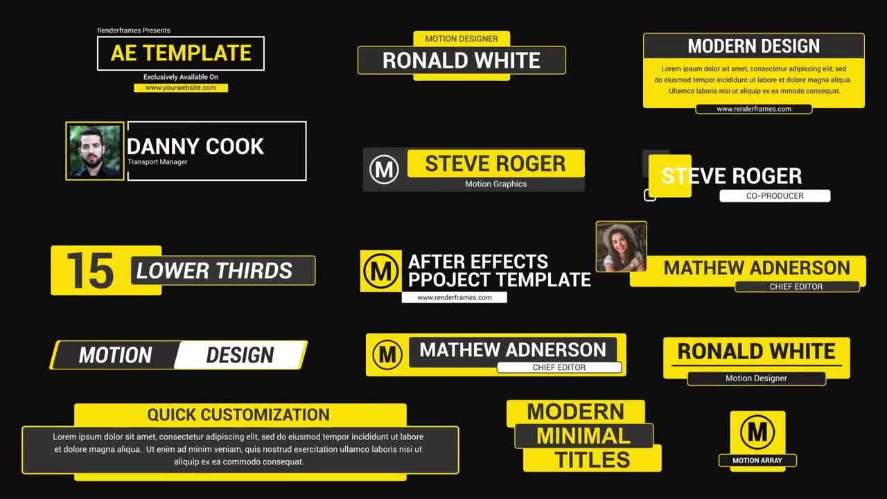 15个优雅干净创意的低三分之二标题动画素材库精选AE模板