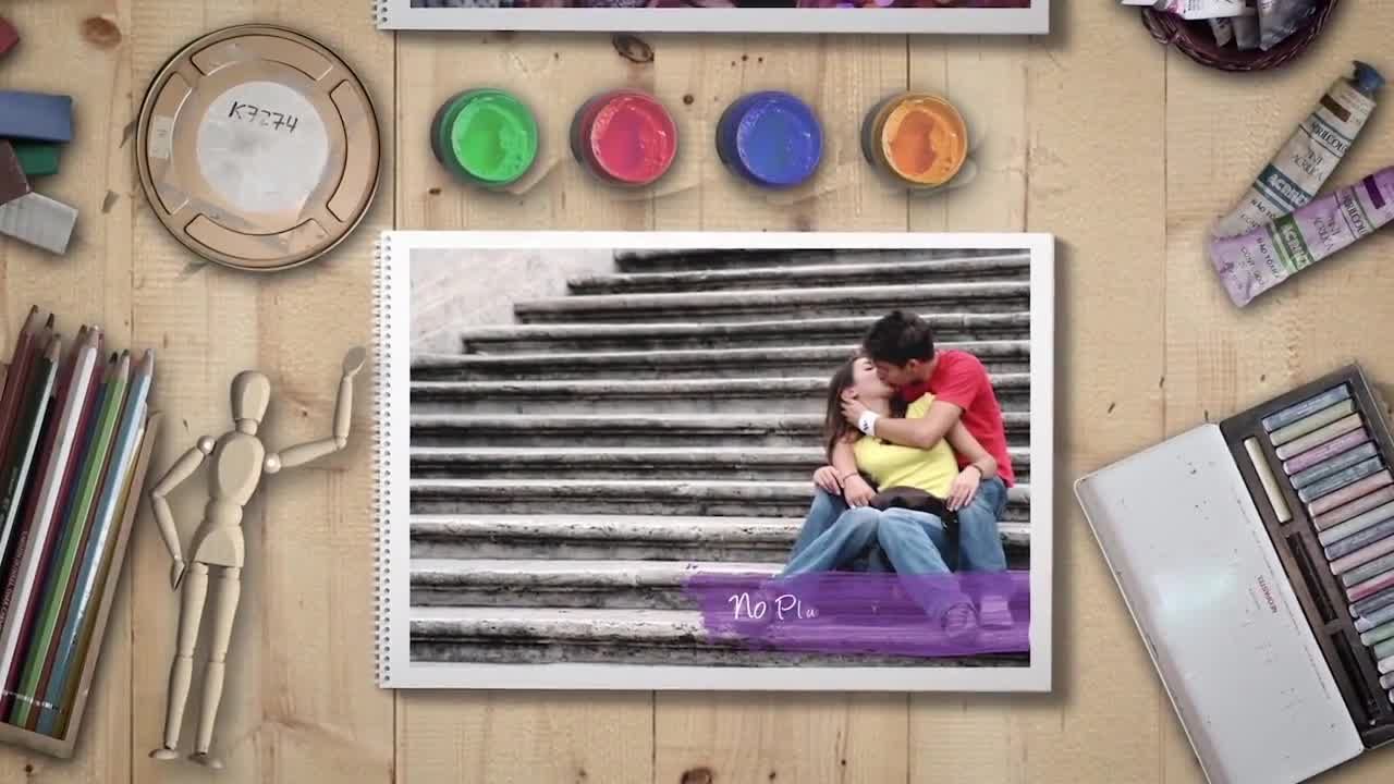 简单过渡效果的照片文本动画素材库精选AE模板