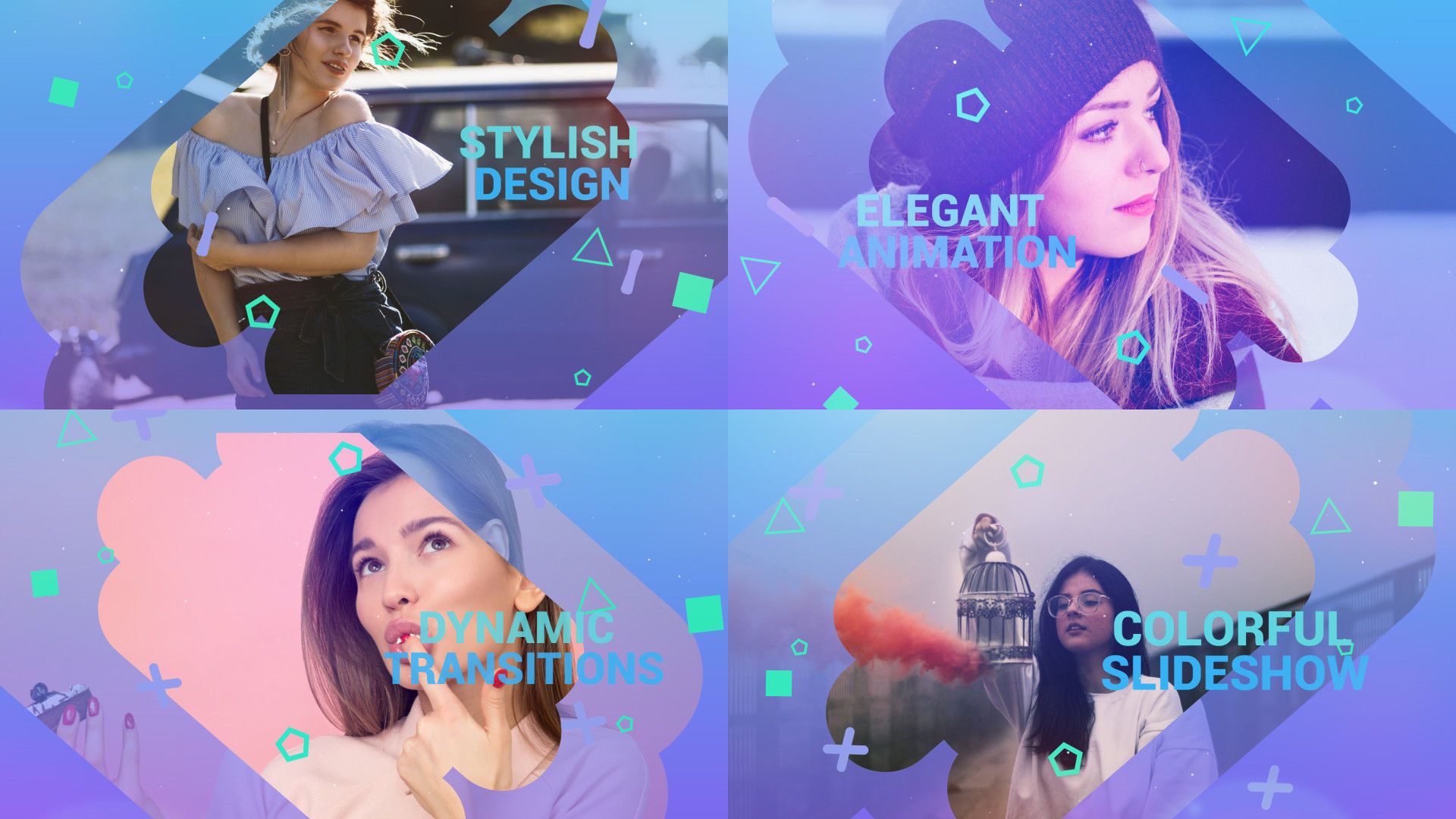 彩色幻灯片炫耀照片素材库精选AE模板