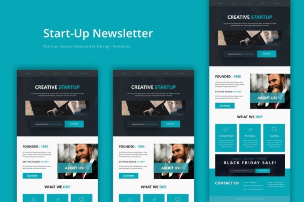 企业邮件推广网站Newsletter订阅设计模板 Agency Newsletter