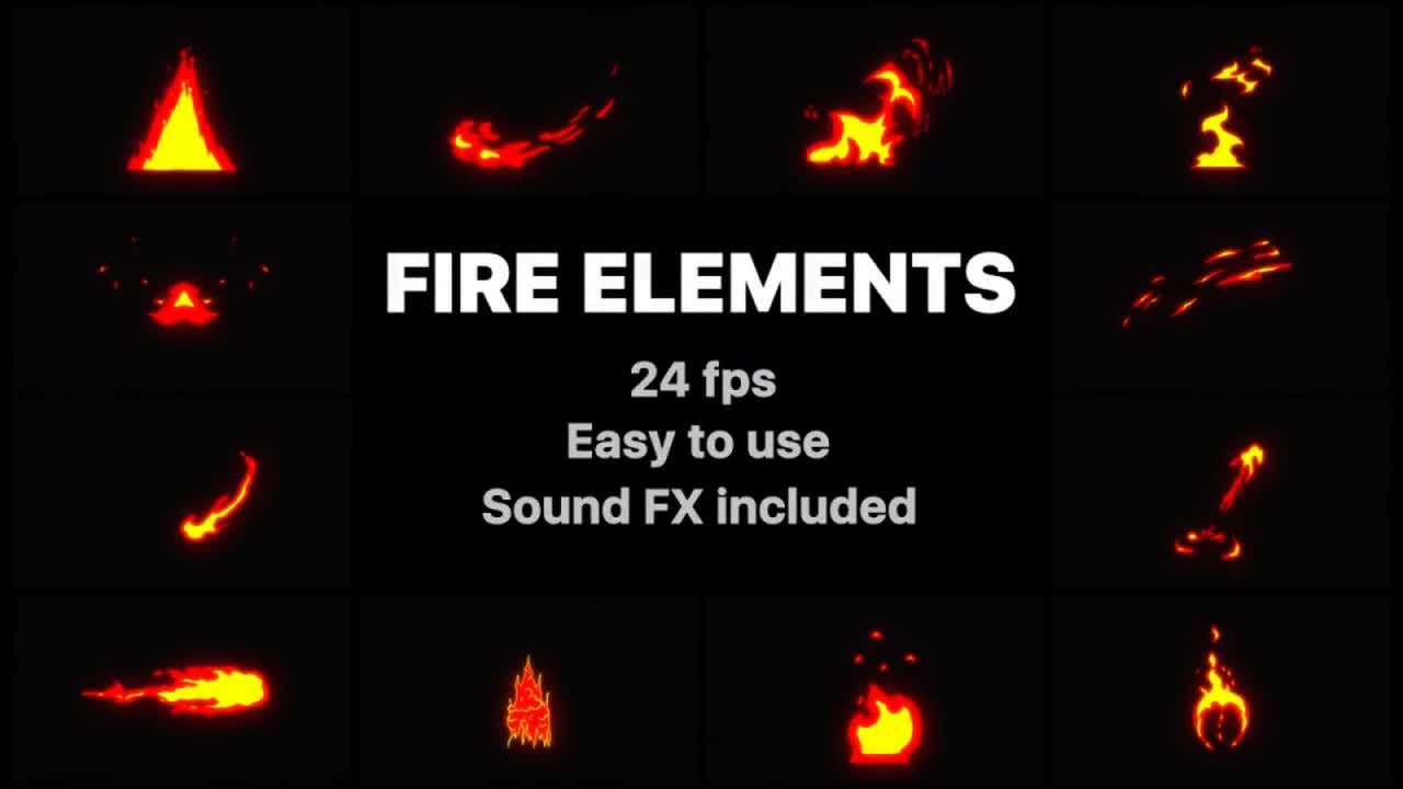 动画卡通火元素素材库精选AE模板