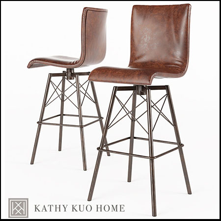 北欧酒吧咖啡厅皮革高脚椅素材之家精选3D模型