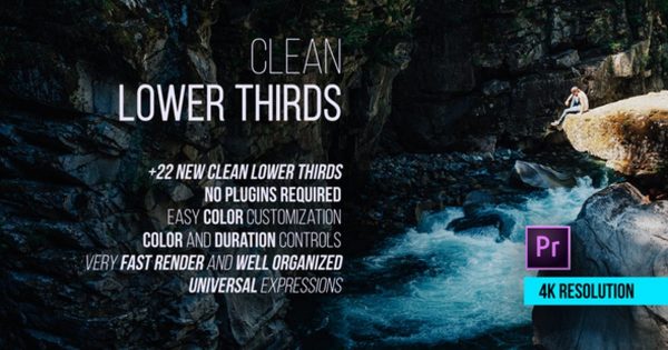 简约视频特效字幕条素材库精选PR模板 Clean Lower Thirds for Premiere