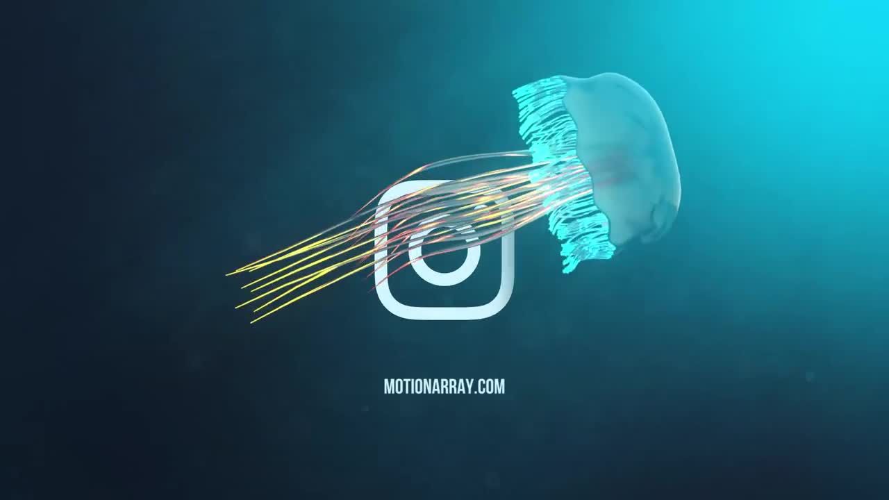 动态水母游动徽标展示素材库推荐PR模板