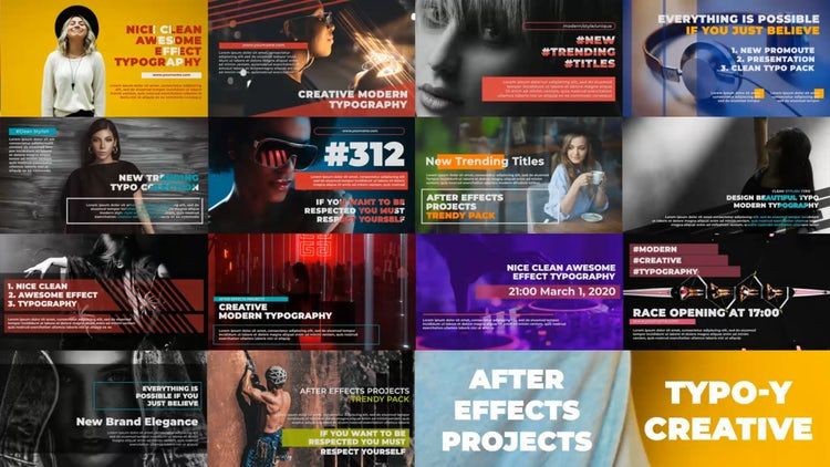 14个干净多彩的粗体动态文字素材库精选AE模板