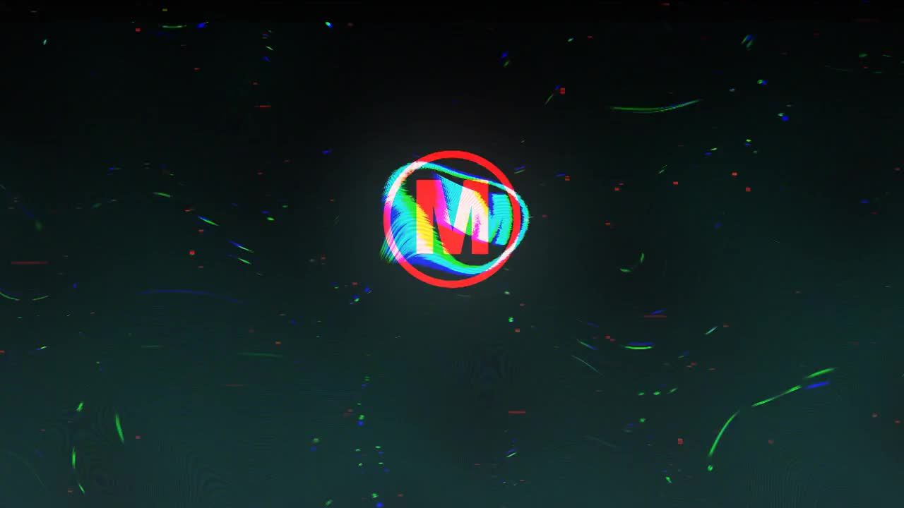 信号损坏logo动画电影片头开场特效素材库精选AE模板