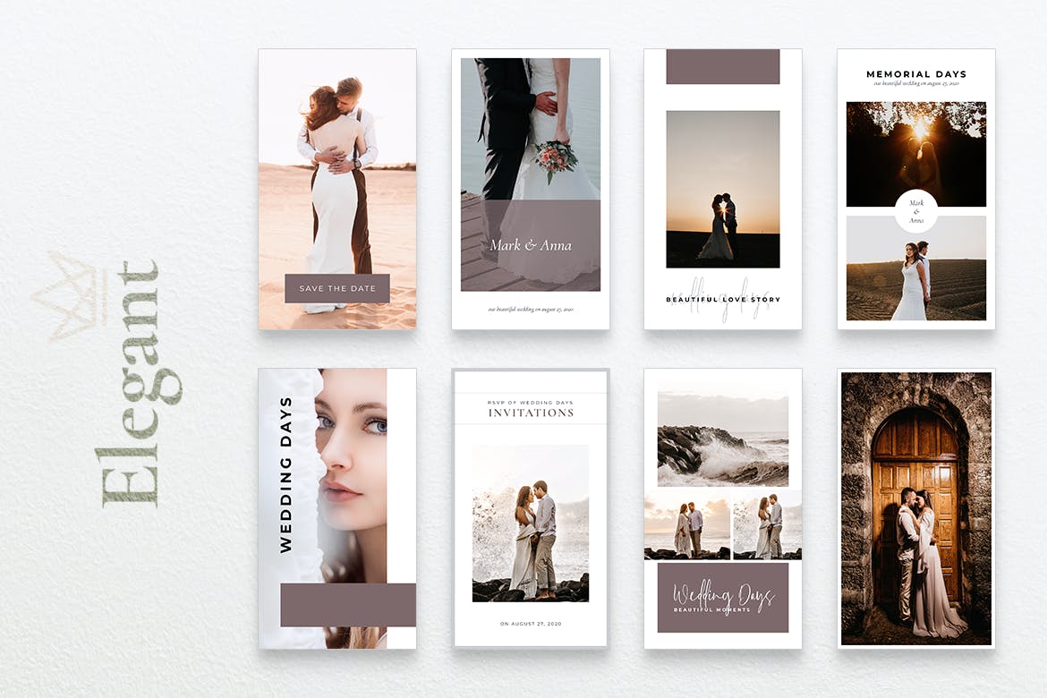 优雅风格婚礼主题Instagram社交素材 ELEGANT Wedding Instagram Stories插图(5)
