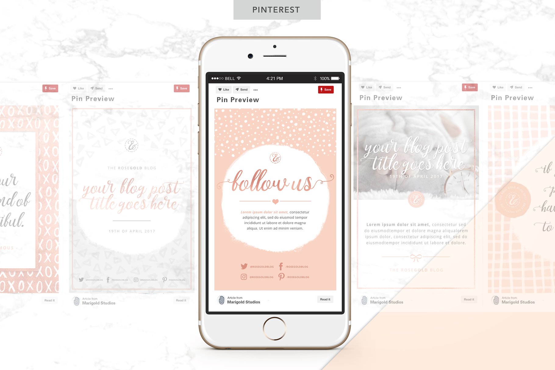 女性化社交媒体贴图模板素材库精选 ROSE GOLD | Social Media Pack 2插图(4)