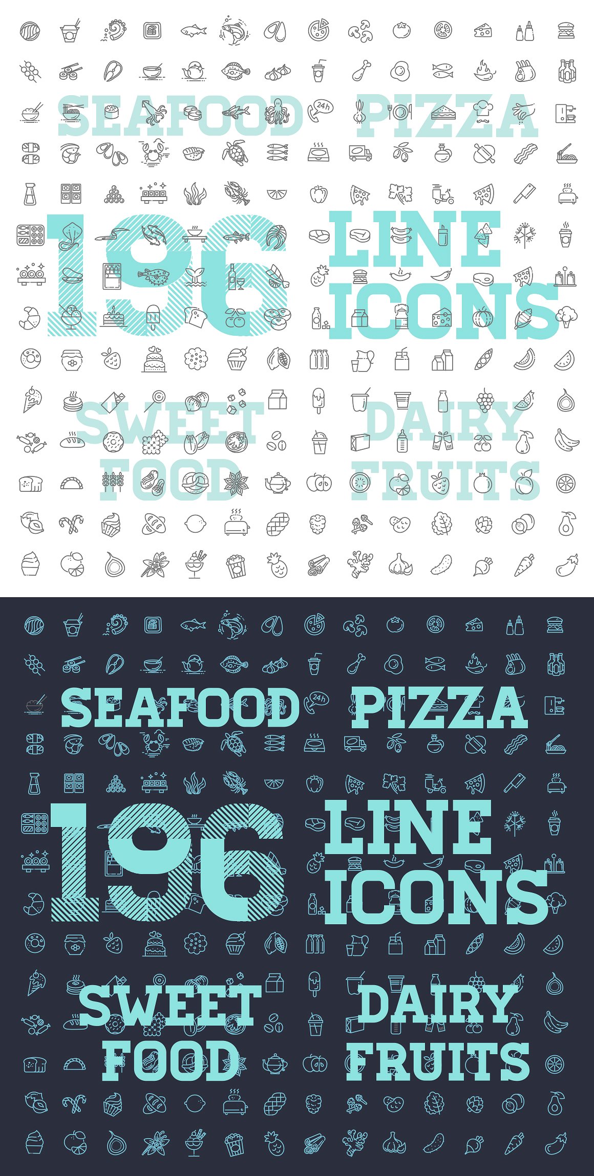 196个食物&饮品的线形图标合辑下载[ai,psd,eps,png,jpg]插图(1)