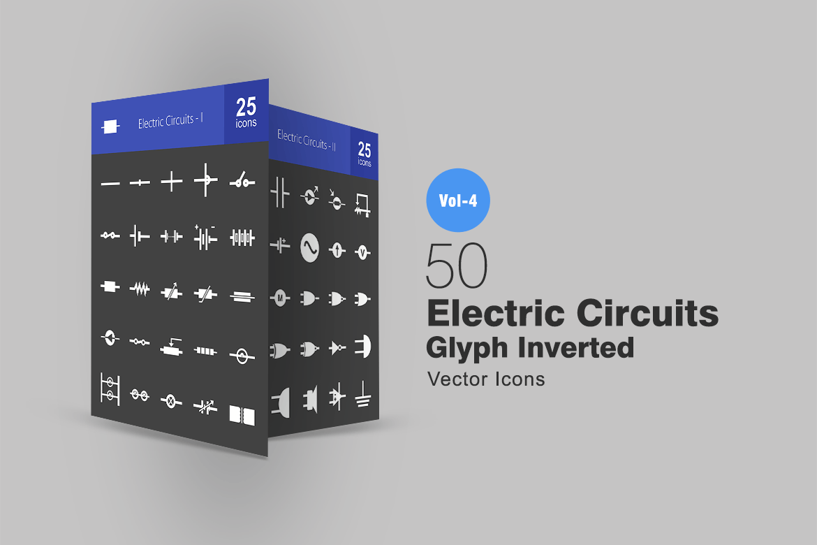 50枚电路线路板主题反转色字体素材库精选图标 50 Electric Circuits Glyph Inverted Icons插图