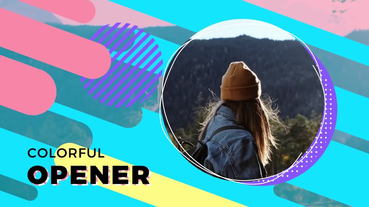 清新创意的彩色动画开场过渡效果素材库推荐PR模板