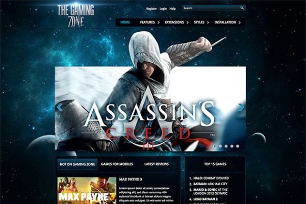 游戏电子竞技主题Joomla网站主题模板素材库精选 Hot Gaming Zone