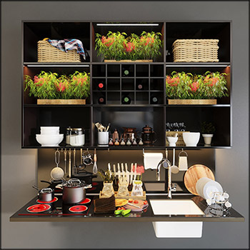 厨房装饰套装素材之家精选3D模型