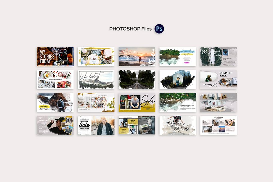 Facebook社交媒体帖子Banner广告水彩画背景叠层插图(7)