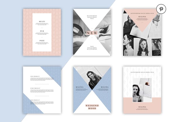 72个现代简洁多功能社交媒体新媒体贴图模板素材库精选 MALINA Social Media Pack & 20 Pattern插图(14)