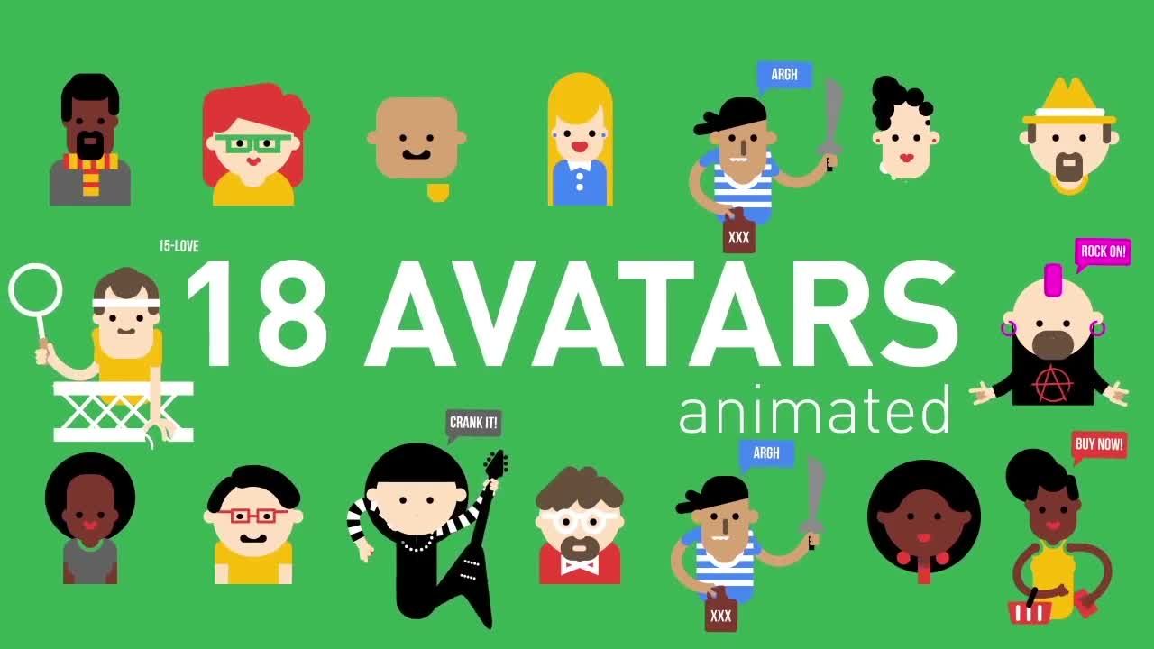 18个动画头像素材库精选AE模板