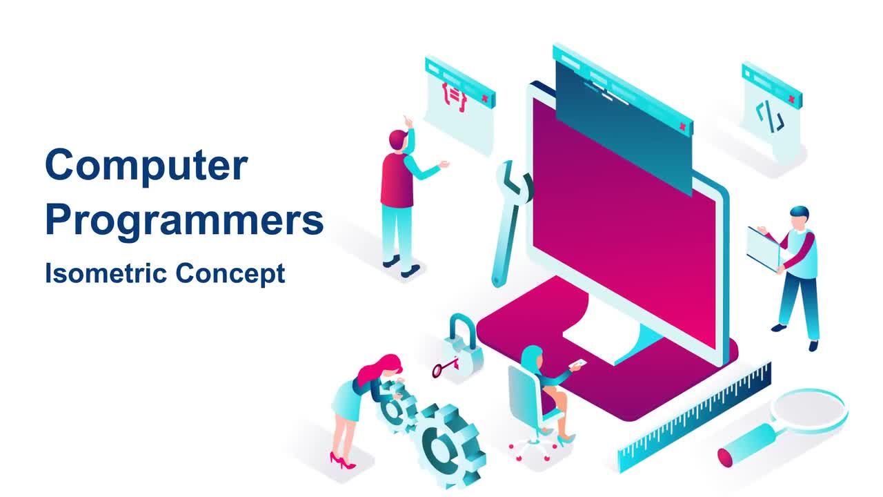 计算机程序员等距概念后效应素材库精选AE模板