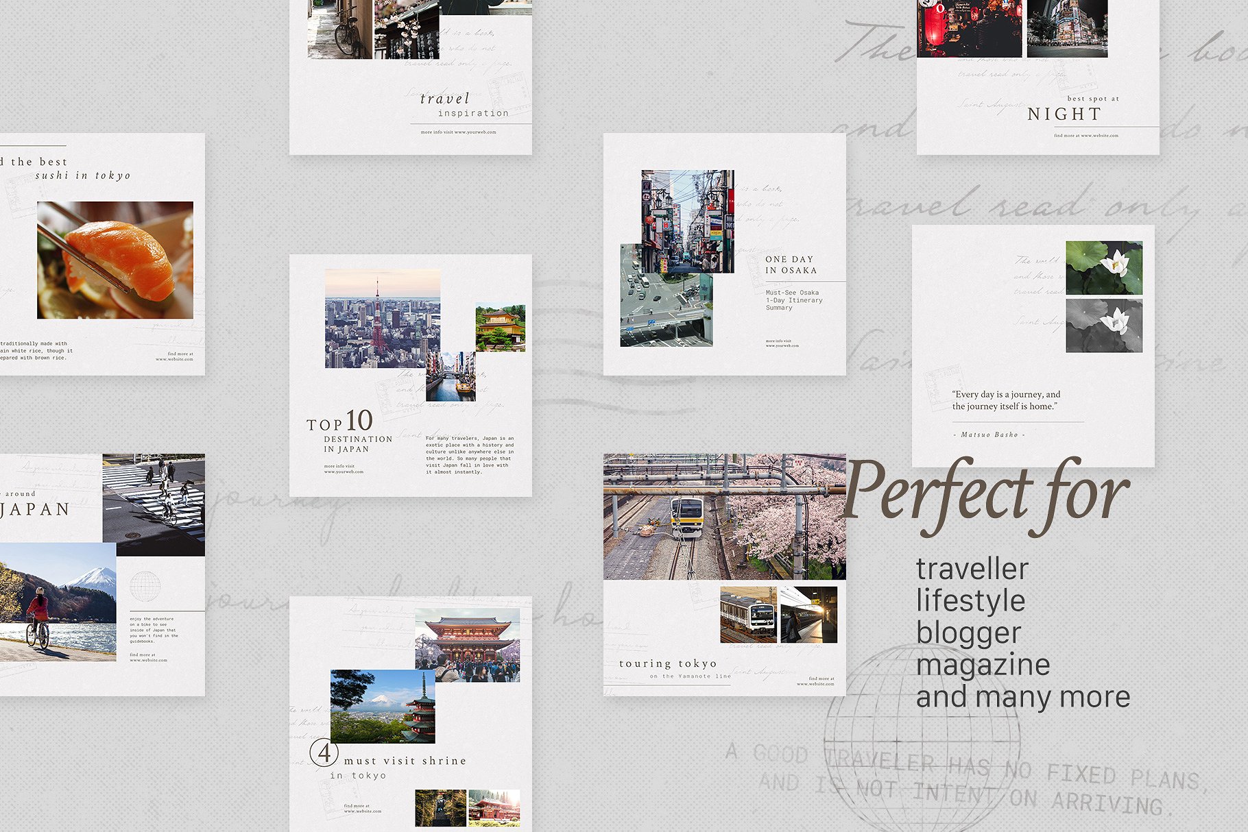旅行日志Ins贴图模板素材库精选合集 Instagram Bundle – TRAVELOGY插图(3)