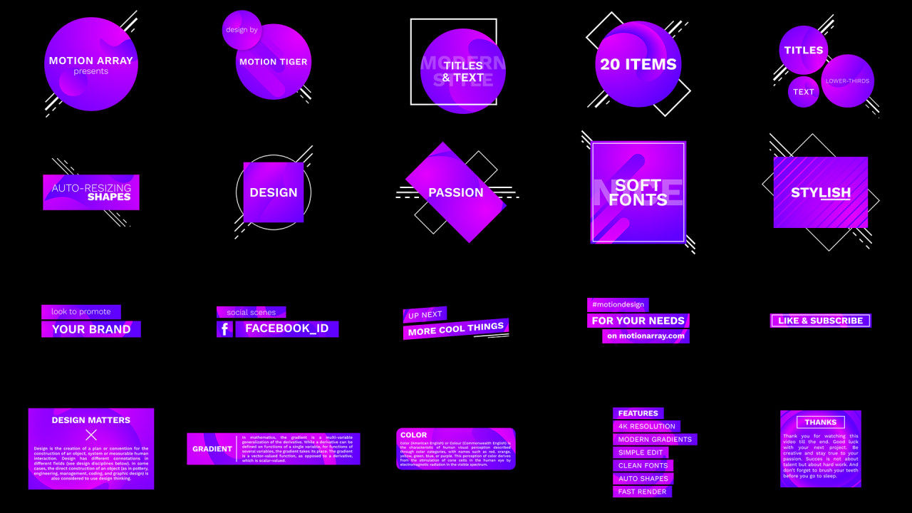20个现代风格标题和文本素材库精选AE模板