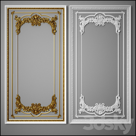 金色浮雕雕花护墙板素材之家精选3D模型