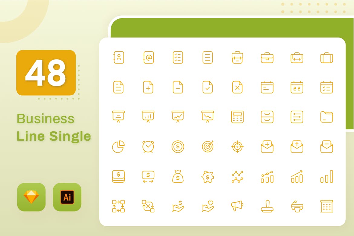 Line Senja系列:商务主题矢量线性素材库精选图标素材包 Line Senja – Business插图(1)