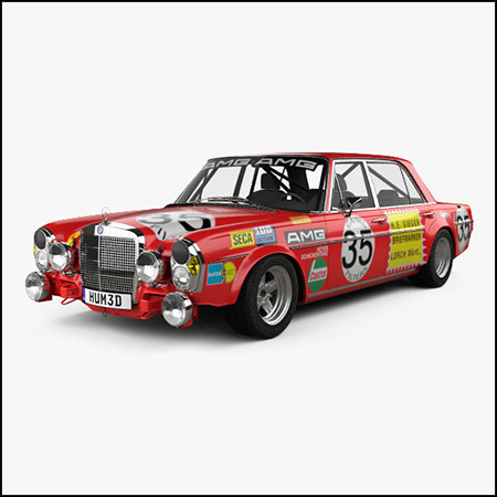 经典复古赛车Mercedes-Benz 300SEL AMG 1971 素材之家精选3D模型
