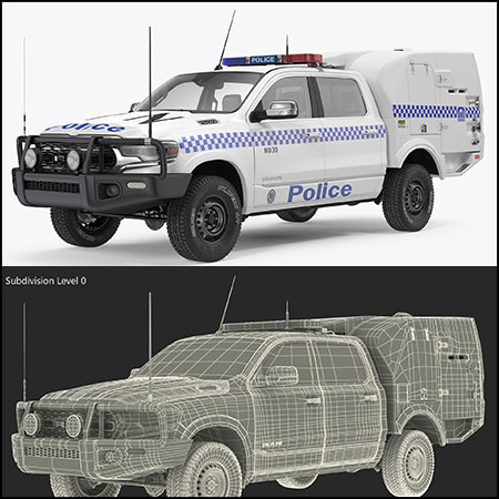 轻型皮卡警车C4D/素材之家精选3D模型