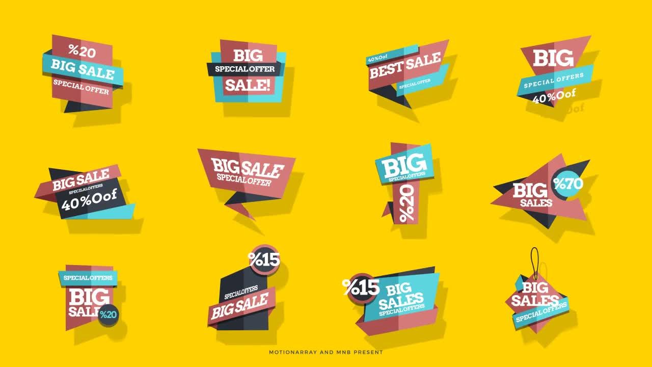 10种促销标签动画素材库精选AE模板