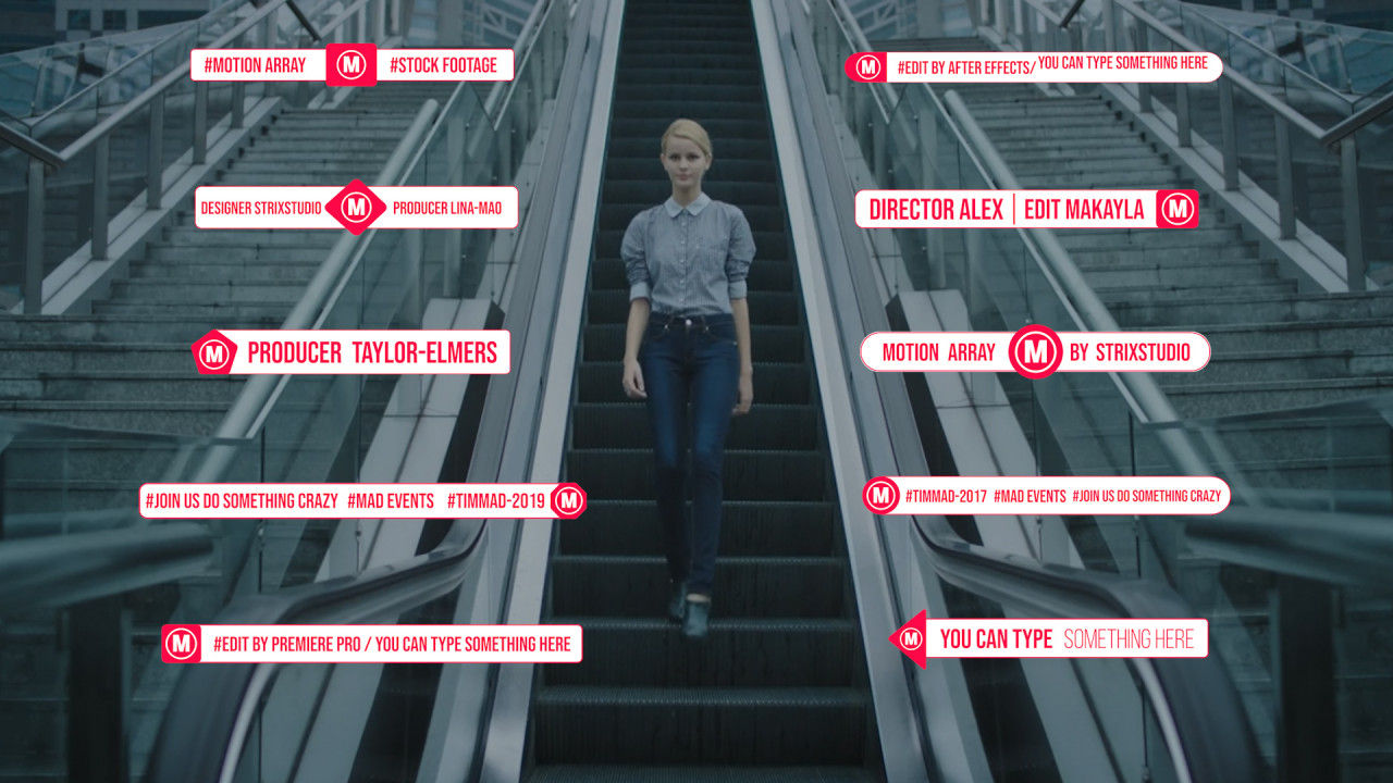 时尚下三分之一文本媒体商业片头素材库精选pr模板