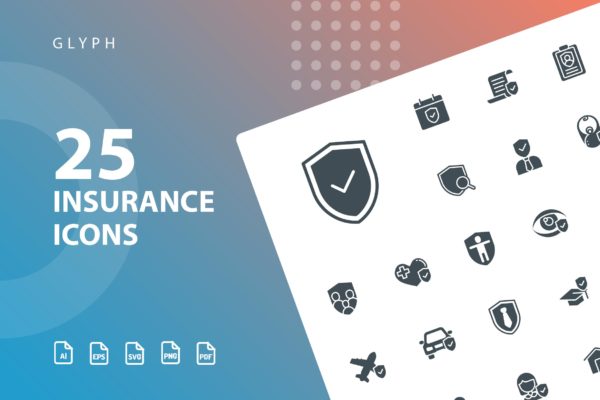 25枚保险行业标志符号矢量素材库精选图标 Insurance Glyph
