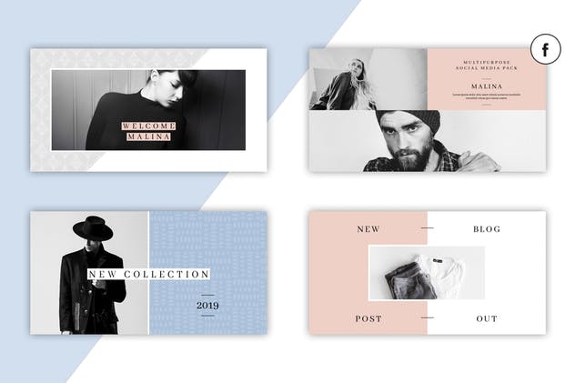 72个现代简洁多功能社交媒体新媒体贴图模板素材库精选 MALINA Social Media Pack & 20 Pattern插图(7)