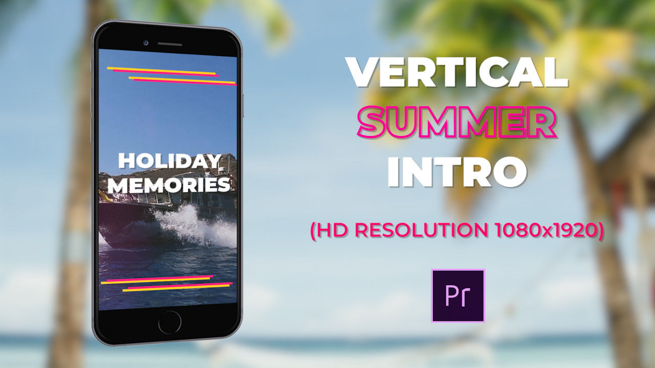 现代色彩缤纷夏天垂直素材库精选PR模板