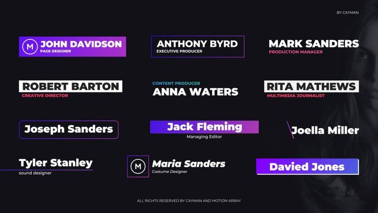 12个整洁的外观和动态动画的下三分之一ae模板