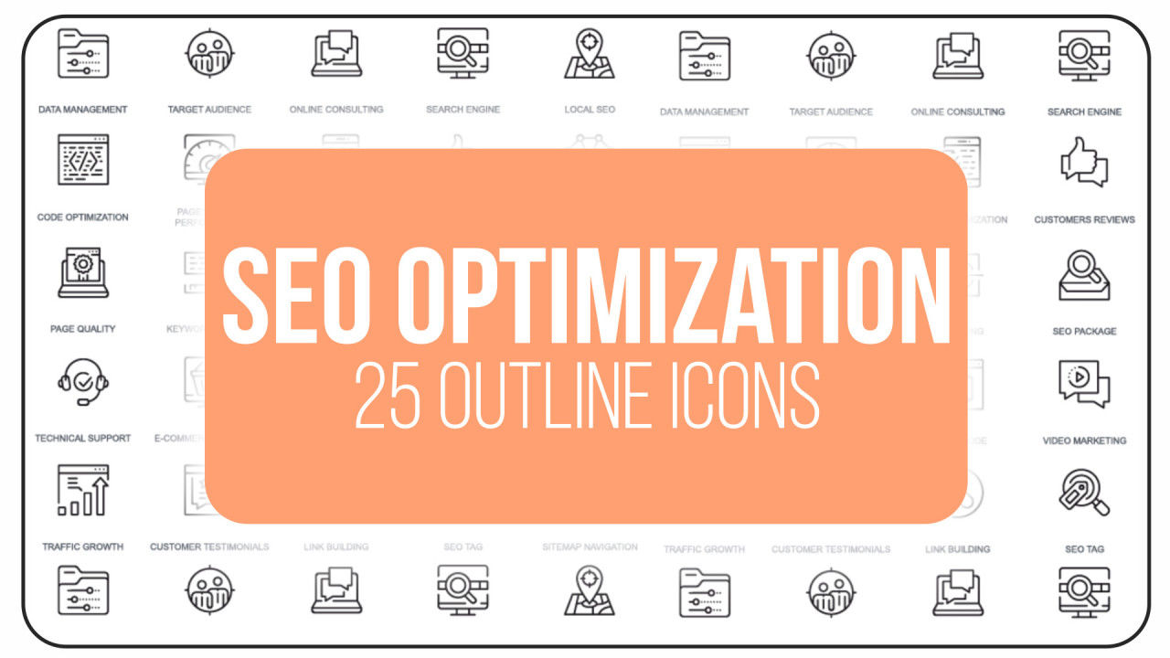 25个超现代优雅创意的SEO优化大纲动画图标素材库精选AE模板