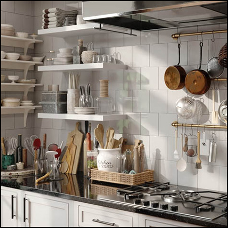 32款厨房餐具 瓷器 罐子 碗具 勺子素材之家精选3D模型