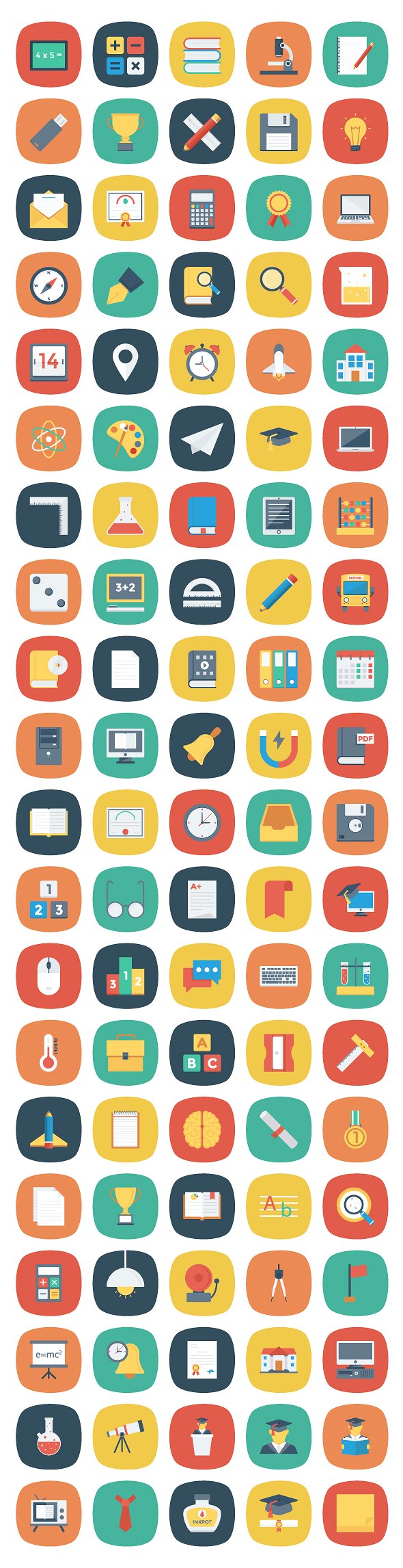 1200枚教育主题图标 Educational 1200 Icons Bundle Pack插图(5)
