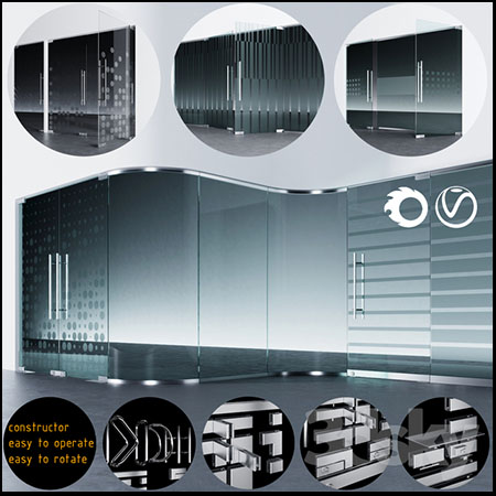 办公家庭移动玻璃门素材之家精选3D模型