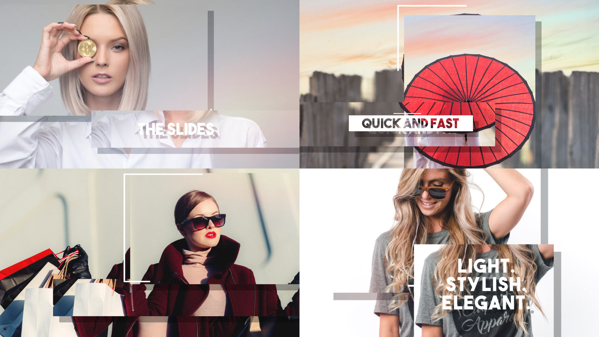 时尚的文本动画过渡效果AE幻灯片模板