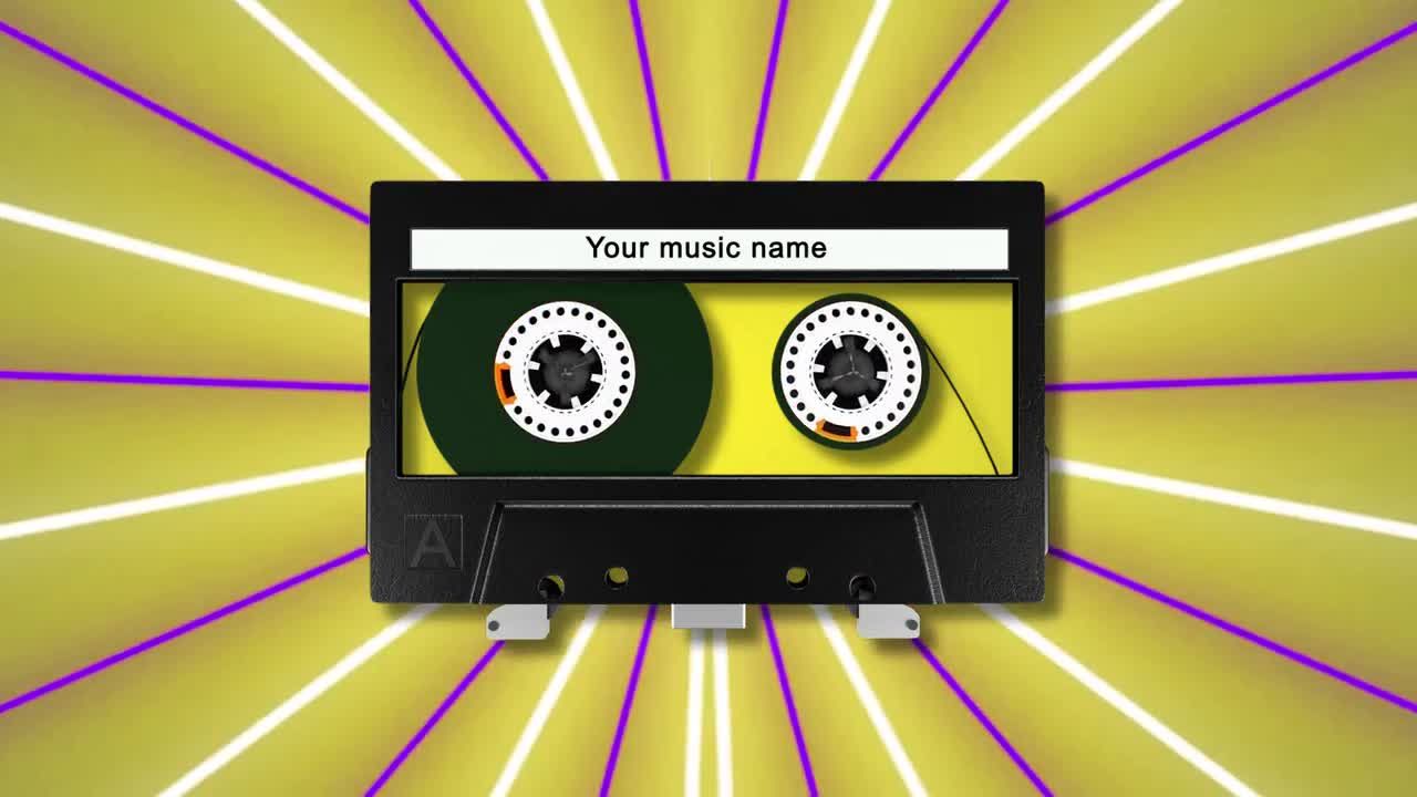 盒式磁带元素彩色光谱背景动态片头素材库精选AE模板