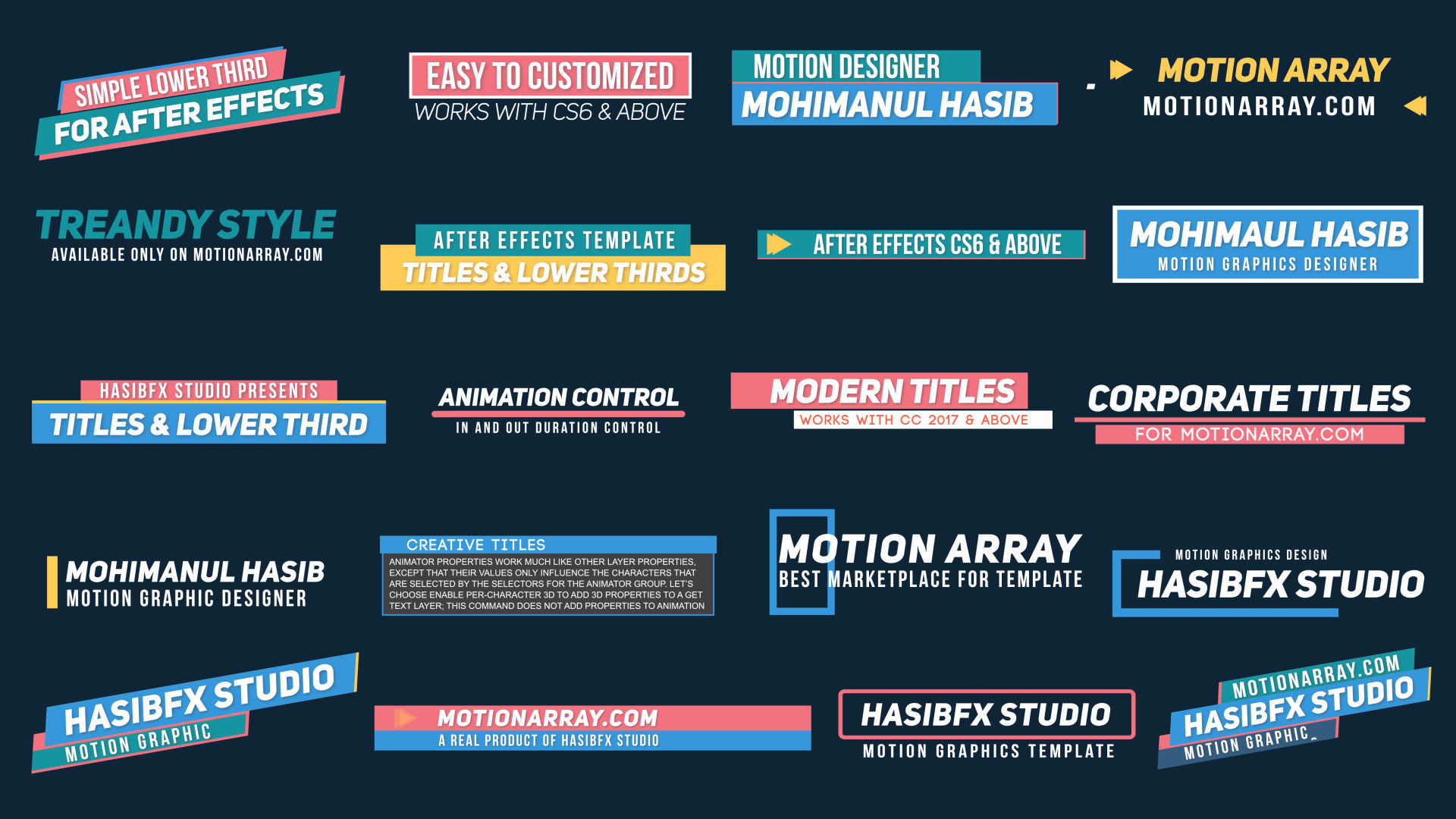 21个全屏动画标题素材库精选AE模板