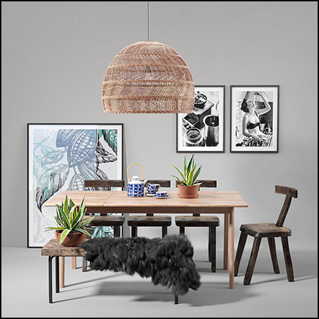 Scandinavian餐厅餐桌餐椅和装饰品素材之家精选3D模型