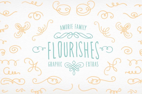 装饰元素图案字体下载 Amorie Font Elements – Flourishes